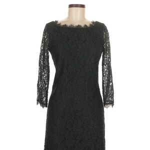 Diane Von Furstenberg Black Lace Long Sleeve Dress